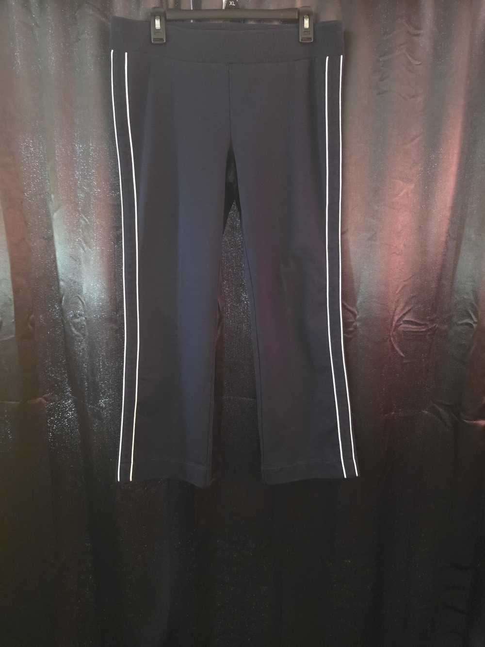 Lauren Active Pants Womens M Navy Blue White Stripe Athletic Track Straight